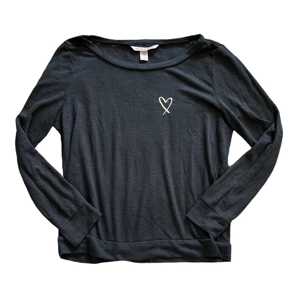 Victoria’s Secret Black Knit Casual Heart Top M